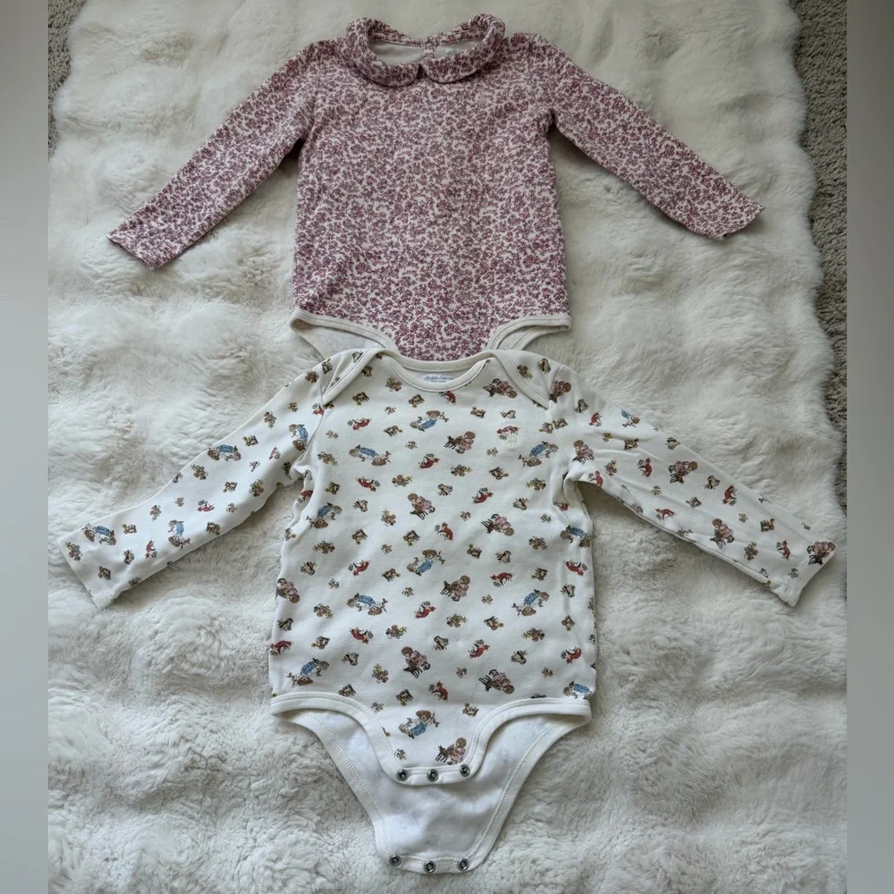 Ralph Lauren Cotton Bear 🐻 Floral 🌸 Print Girls Bodysuit Set- 24 M